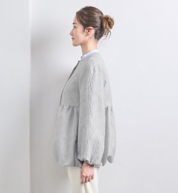 UNITED ARROWS「ツートーン ジャガード ブルゾン ジャケット」|ノーカラージャケット|