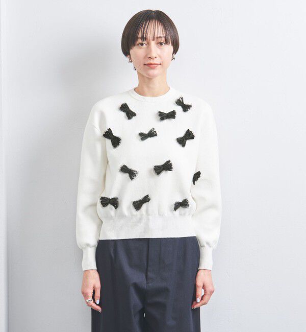 UNITED ARROWS「3D リボン クルーネック ニット」|ニット・セーター|