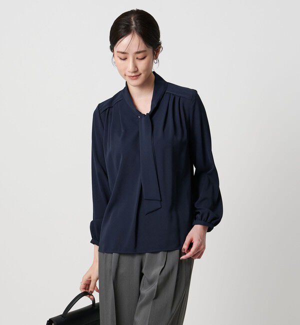 UNITED ARROWS「ボウタイ ロングスリーブ ブラウス‐ウォッシャブル‐」|シャツ・ブラウス|NAVY