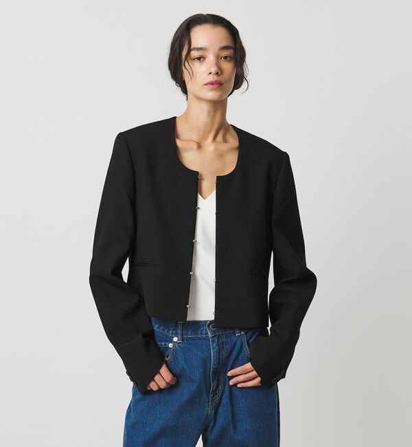 AEWEN MATOPH「＜AEWEN MATOPH＞Uネックショートジャケット」|ノーカラージャケット|