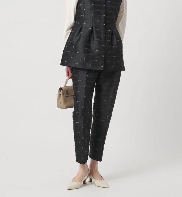 UNITED ARROWS「リボン カットジャガード パンツ」|スラックス|BLACK