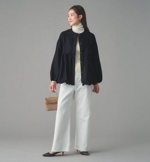 UNITED ARROWS「GISHA 2トーン ジャガード ジャケット」|ノーカラージャケット|