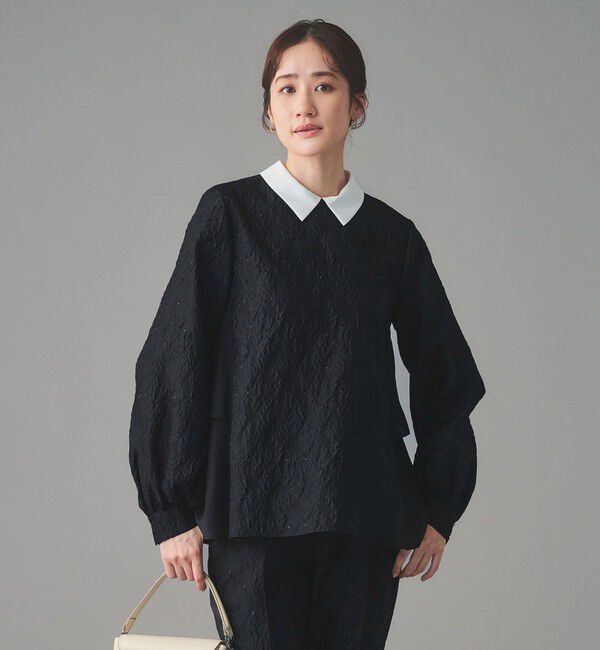 UNITED ARROWS「GISHA 2トーン ジャガード ブラウス」|シャツ・ブラウス|