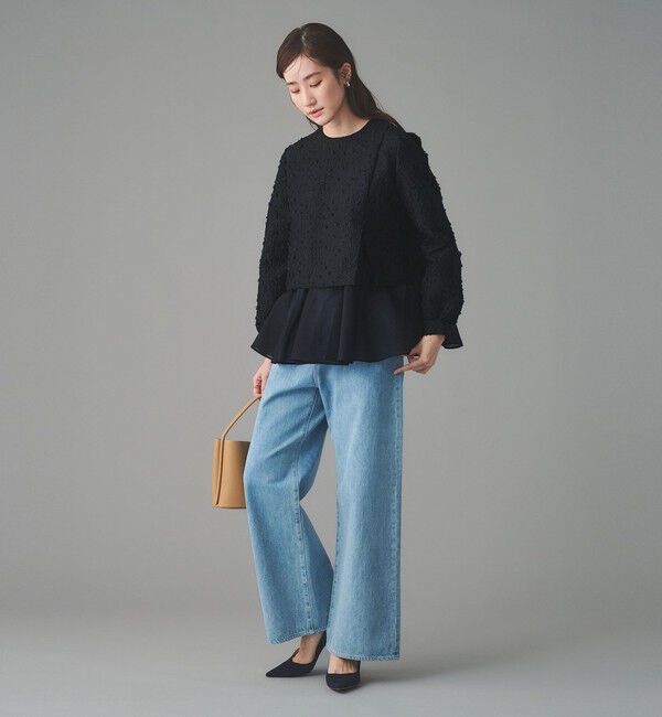 UNITED ARROWS「フラワー カットジャガード コンビブラウス」|シャツ・ブラウス|