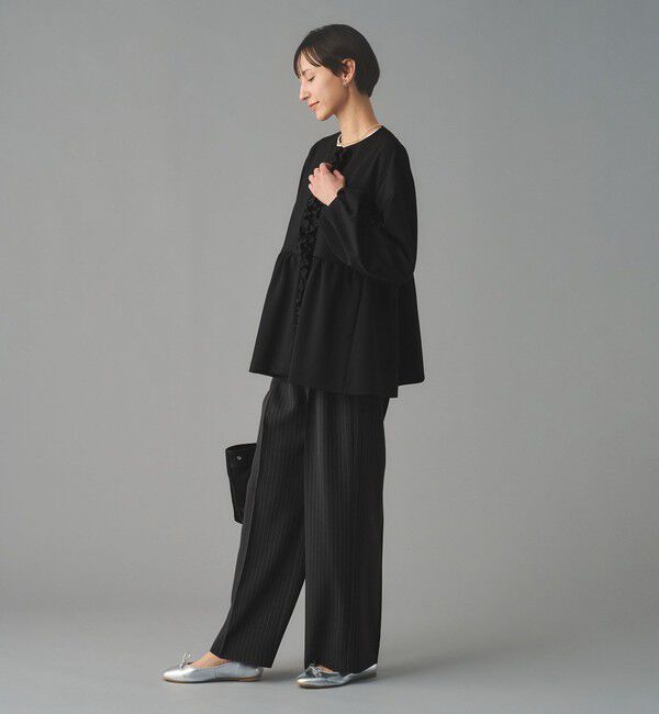 UNITED ARROWS「SPONGY フリル ペプラム ジャケット」|ノーカラージャケット|