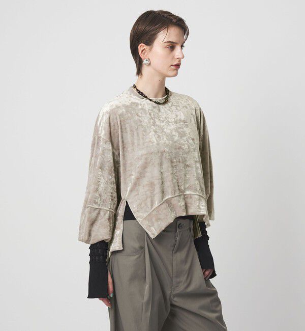 ASTRAET「＜ASTRAET＞ベロア スソジップ クルーネックカットソー」|Tシャツ・カットソー|