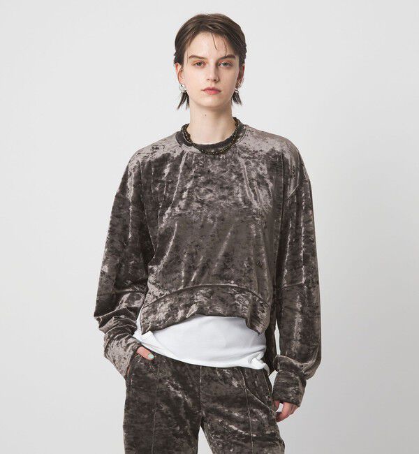 ASTRAET「＜ASTRAET＞ベロア スソジップ クルーネックカットソー」|Tシャツ・カットソー|DK.GRAY
