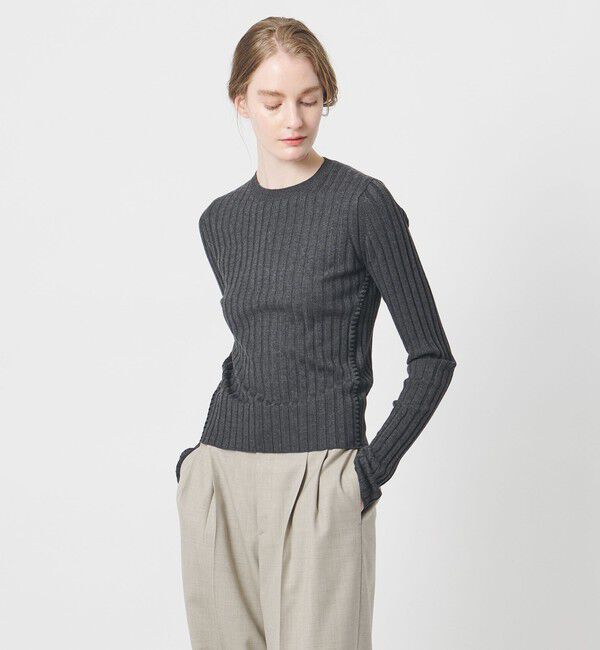AEWEN MATOPH「＜AEWEN MATOPH＞リブハンドステッチニット」|ニット・セーター|DK.GRAY