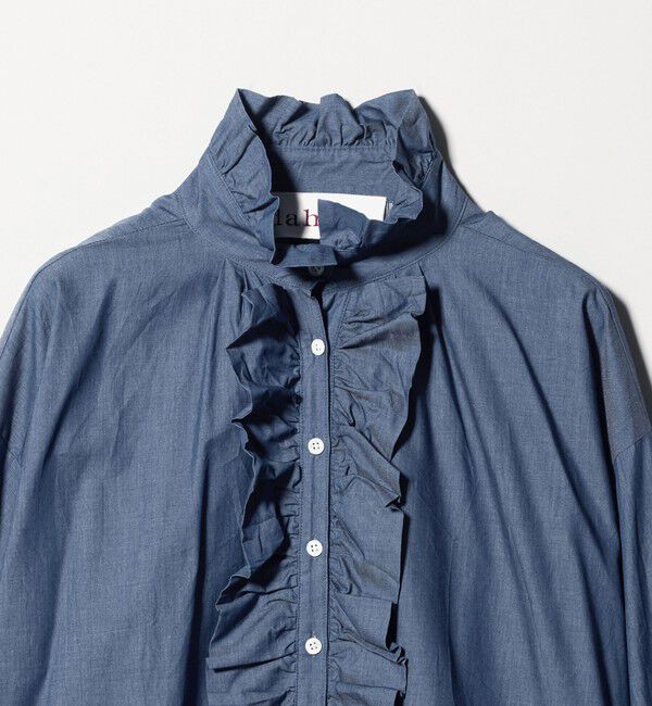 UNITED ARROWS「【別注】＜dahl&rsquo;ia＞シャンブレー フリルブラウス」|シャツ・ブラウス|