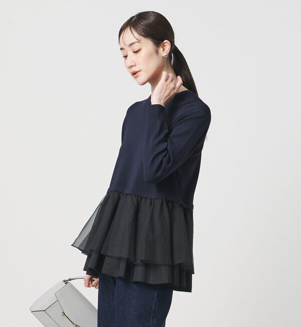 UNITED ARROWS「オーガンジー フリルコンビ ニット ‐ウォッシャブル‐」|ニット・セーター|