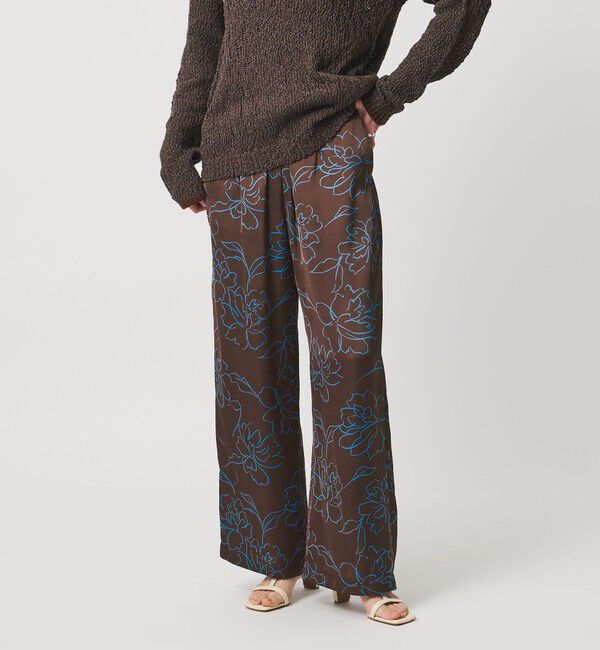UNITED ARROWS「アブストラクトフラワー パンツ ‐ウォッシャブル‐」|チノ|DK.BROWN