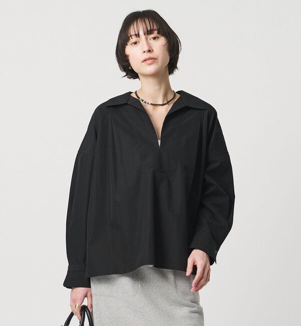 UNITED ARROWS「スキッパー シャツ」|シャツ・ブラウス|BLACK