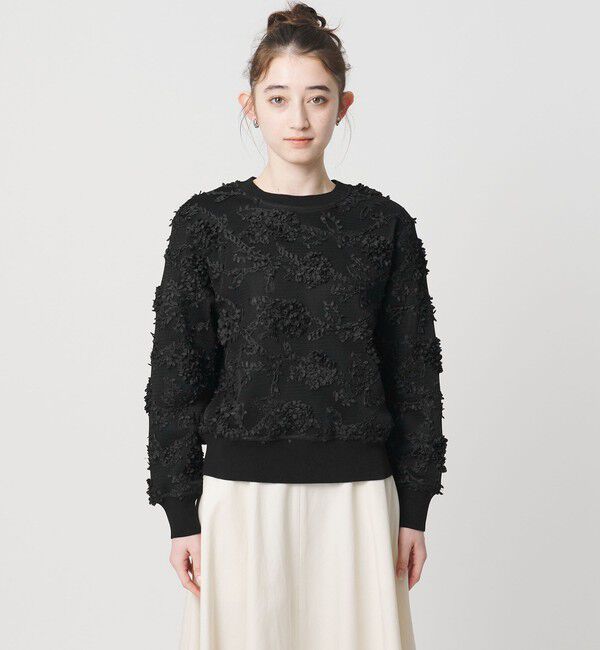 UNITED ARROWS「エンブロイダリーフラワー メッシュ ニット」|ニット・セーター|