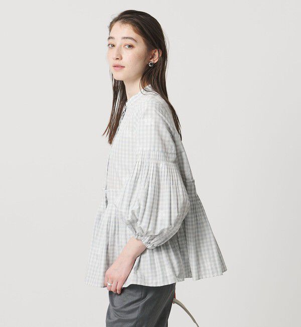 UNITED ARROWS「ギンガムチェック フラワー ジャガード ブラウス ‐ウォッシャブル‐」|シャツ・ブラウス|