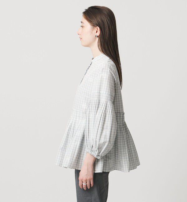 UNITED ARROWS「ギンガムチェック フラワー ジャガード ブラウス ‐ウォッシャブル‐」|シャツ・ブラウス|