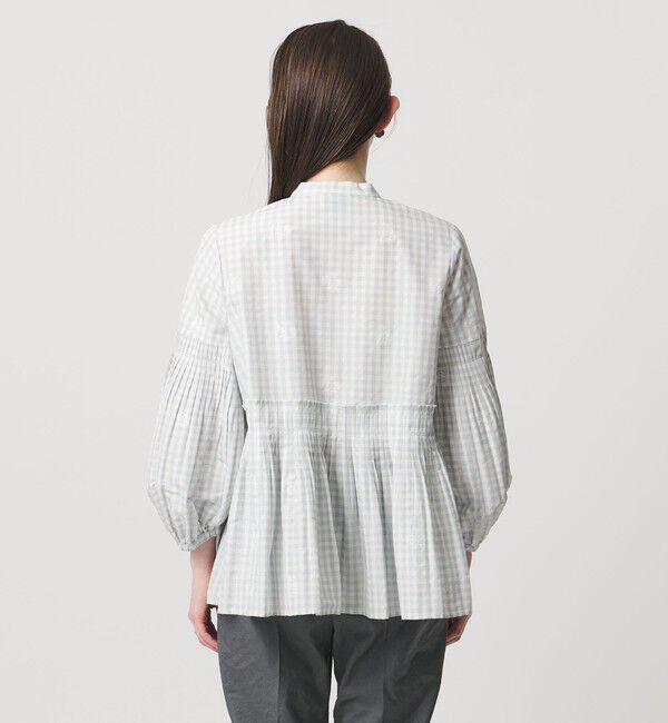 UNITED ARROWS「ギンガムチェック フラワー ジャガード ブラウス ‐ウォッシャブル‐」|シャツ・ブラウス|