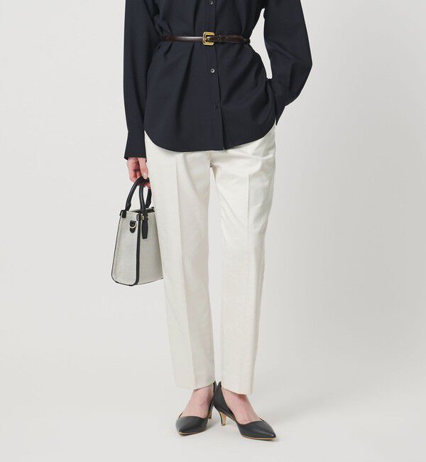 UNITED ARROWS「シャイニー スリム パンツ WHITE ‐ストレッチ ウォッシャブル‐」|スラックス|