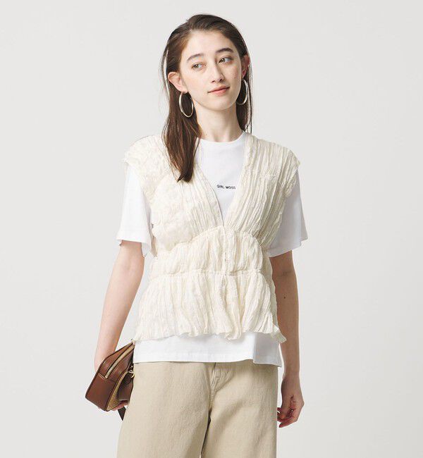 UNITED ARROWS「シャーリング フリル ベスト」|ベスト・ジレ|