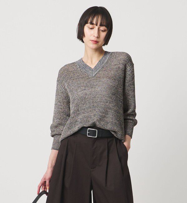 UNITED ARROWS「カラーヤーン Vネック ニット ‐ウォッシャブル‐」|ニット・セーター|DK.GRAY