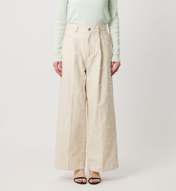 UNITED ARROWS「ジャガード タック ワイドパンツ ‐ウォッシャブル‐」|チノ|