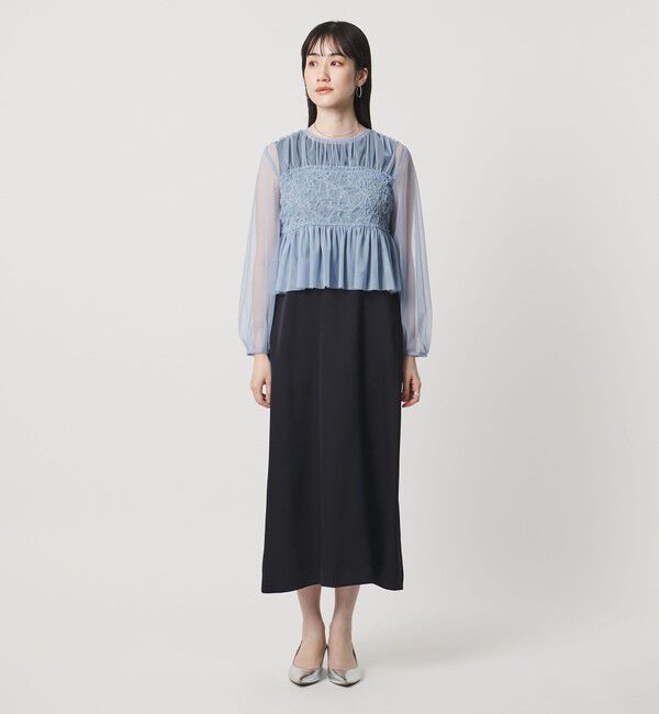 UNITED ARROWS「チュール サテン コンビ ワンピース」|ワンピース|