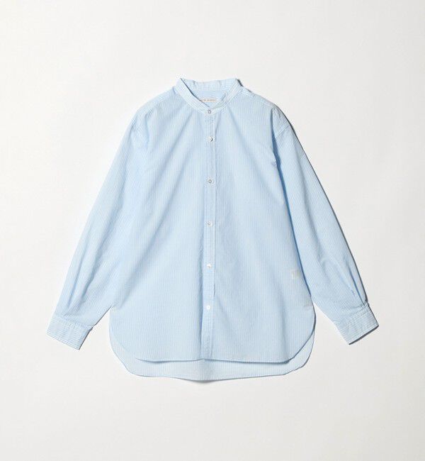 UNITED ARROWS「フェザーポプリン ストライプ バンドカラー シャツ」|シャツ・ブラウス|