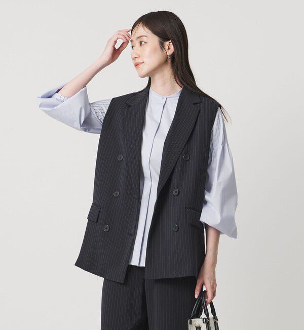 UNITED ARROWS「Drapy ピンストライプ テーラード ミドル ベスト」|ベスト・ジレ|