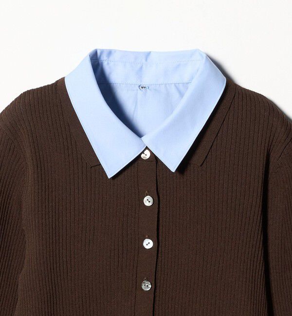 UNITED ARROWS「7分袖 シャツ コンビ ポロニット」|ニット・セーター|