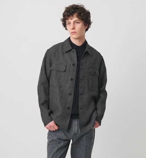 UNITED ARROWS「リネン/ナイロン チェック ユーティリティシャツ」|シャツ・ブラウス|