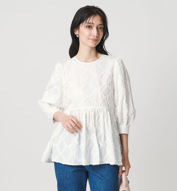 UNITED ARROWS「エンブロイダリー フリル トップス」|シャツ・ブラウス|