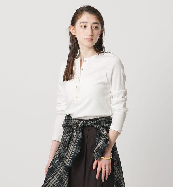 UNITED ARROWS「コットン フライス ヘンリーネック ロング Tシャツ」|Tシャツ・カットソー|