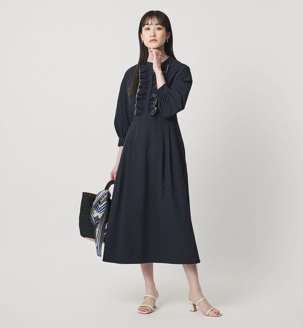 UNITED ARROWS「メロー フリル ワンピース ‐防しわ 吸水速乾 UVカット 遮熱性 接触冷感 ウォッシャブル‐」|ワンピース|