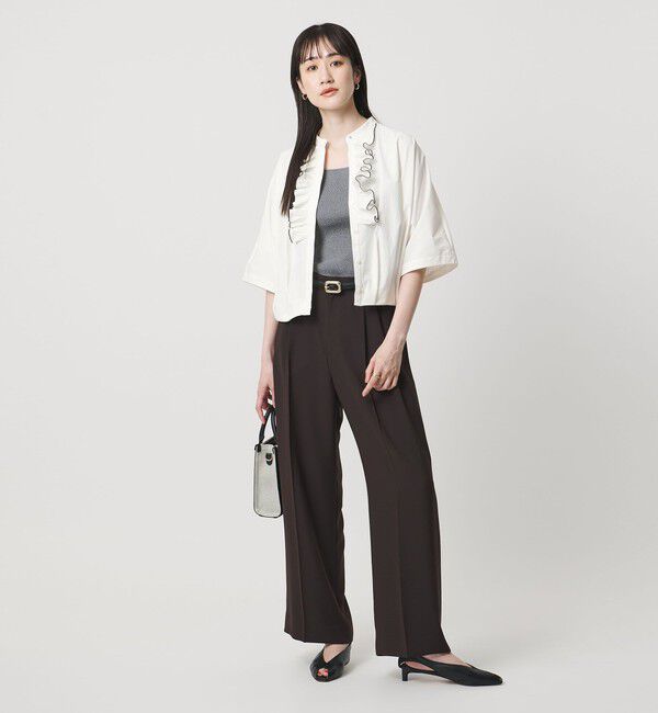 UNITED ARROWS「メロー フリル シャツ ブラウス ‐防しわ 吸水速乾 UVカット 遮熱性 接触冷感 ウォッシャブル‐」|シャツ・ブラウス|