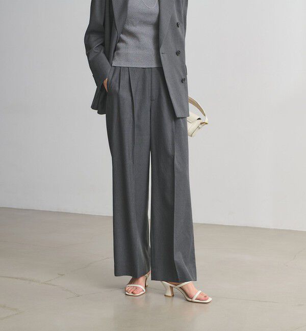 UNITED ARROWS「2タック ストレート ワイド パンツ」|スラックス|DK.GRAY