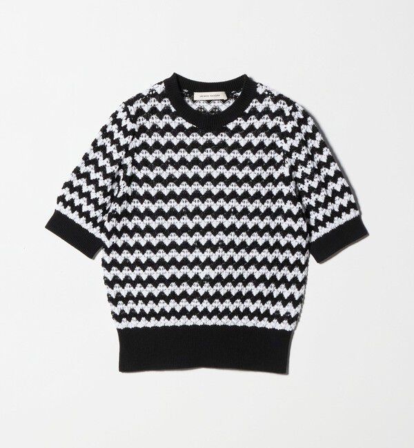 AEWEN MATOPH「＜AEWEN MATOPH＞シェプロンストライプショートスリーブニット ウォッシャブル」|ニット・セーター|