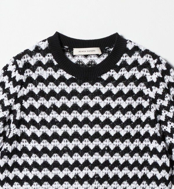 AEWEN MATOPH「＜AEWEN MATOPH＞シェプロンストライプショートスリーブニット ウォッシャブル」|ニット・セーター|