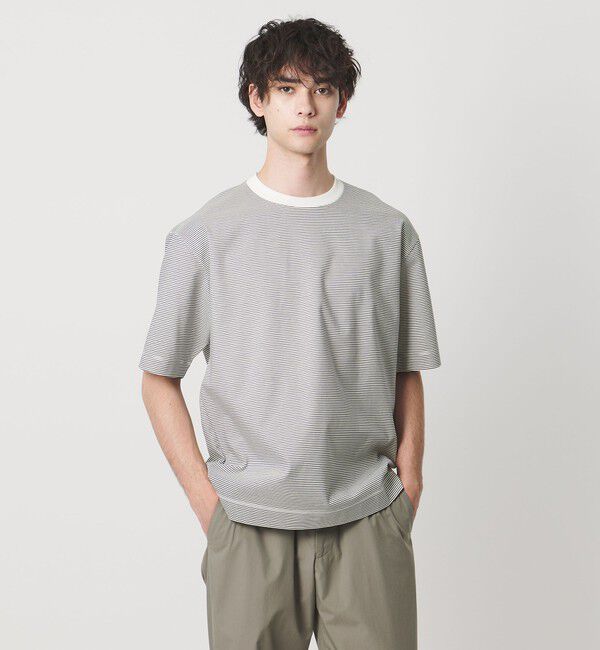 UNITED ARROWS「ポンチボーダー Tシャツ デオドラント 抗菌防臭 接触冷感」|Tシャツ・カットソー|