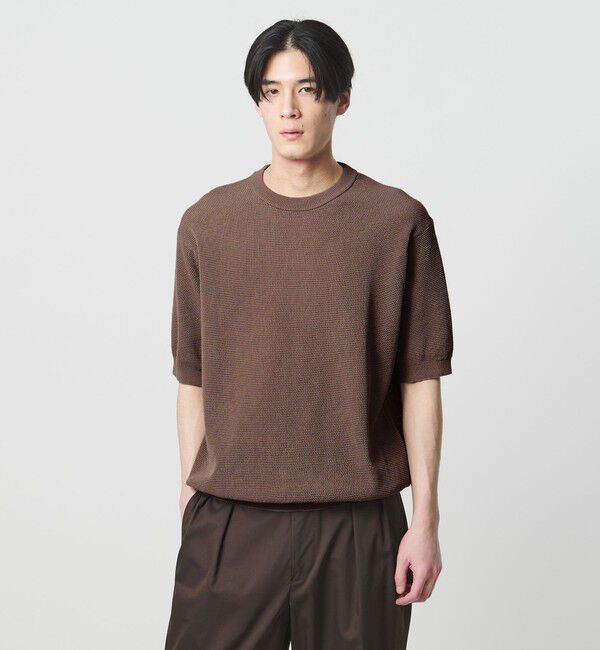 UNITED ARROWS「シャーリーカーン バーズアイ ショートスリーブ クルーネック ニットTシャツ」|ニット・セーター|MOCA