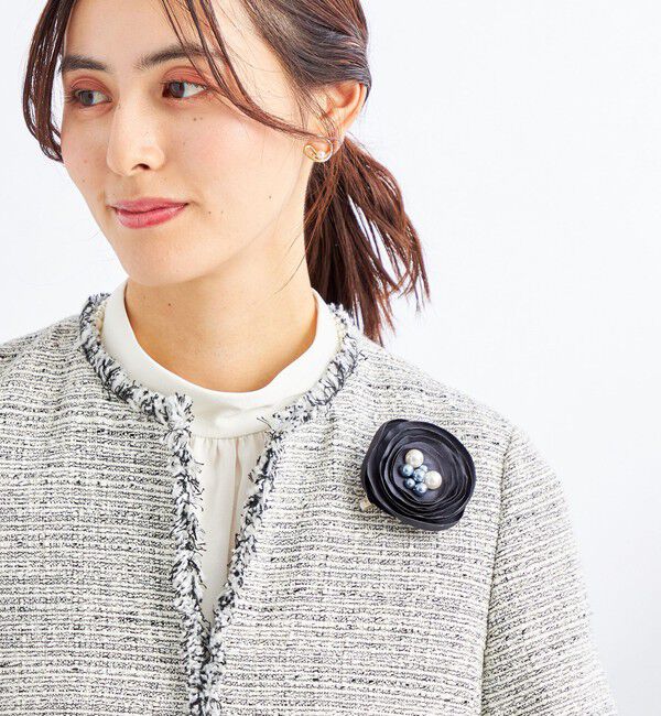 UNITED ARROWS green label relaxing「フラットフラワー コサージュ」|ブローチ・コサージュ|DK.GRAY