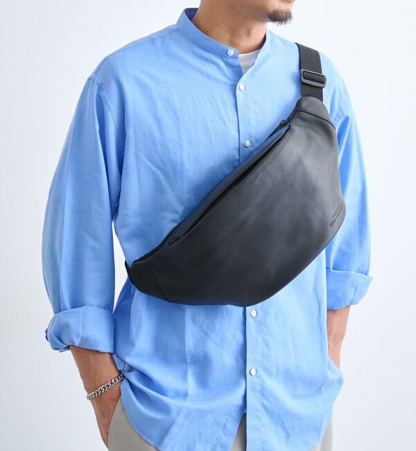 UNITED ARROWS green label relaxing「GLR レザー ファンクショナル スリングバッグ」|ショルダー・メッセンジャー|BLACK