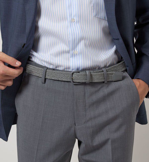 UNITED ARROWS green label relaxing「レザー バックル ゴムメッシュ ベルト」|ベルト|LT.GRAY