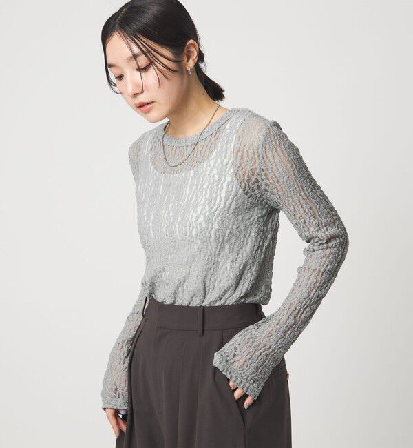 UNITED ARROWS green label relaxing「【WEB限定】＜at ease＞レース プルオーバー カットソー」|Tシャツ・カットソー|