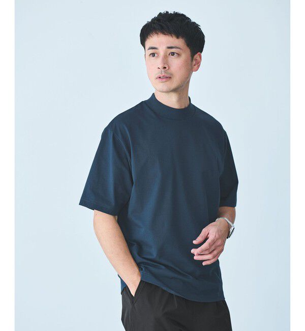 UNITED ARROWS green label relaxing「【WEB限定】JUST fit デイリー モック 半袖 Ｔシャツ カットソー -吸水速乾・抗菌-」|Tシャツ・カットソー|NAVY