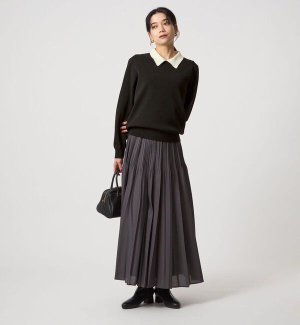 UNITED ARROWS green label relaxing「襟付き ロングスリーブ プルオーバー ニット ウォッシャブル」|ニット・セーター|