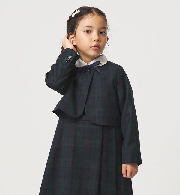 UNITED ARROWS green label relaxing「TRW ブラックウォッチ ボレロ / キッズ 110cm-130cm」|ノーカラージャケット|