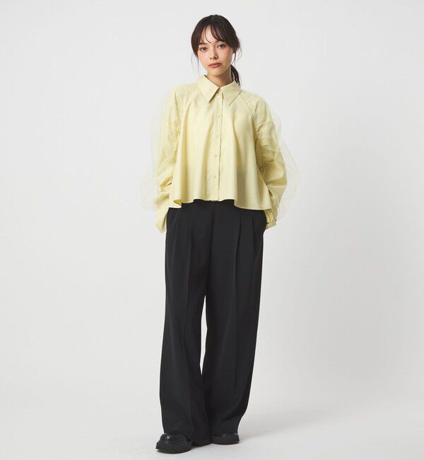 EMMEL REFINES「＜EMMEL REFINES＞EM チュールレイヤー ミニエリ シャツ」|シャツ・ブラウス|