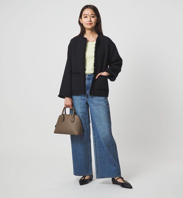 UNITED ARROWS green label relaxing「［size SHORTあり］ミックス ツイードライク ポケット ノーカラー ジャケット」|ノーカラージャケット|