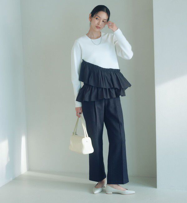 UNITED ARROWS green label relaxing「タフタ ドッキング ペプラム プルオーバー ニット ウォッシャブル」|ニット・セーター|