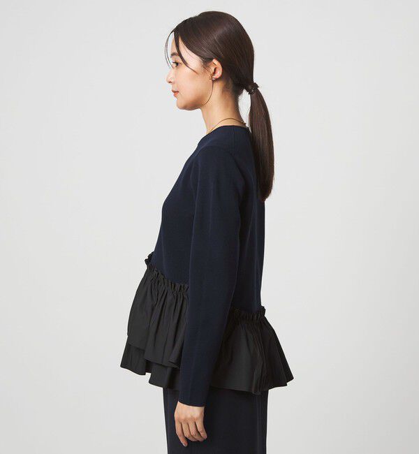 UNITED ARROWS green label relaxing「タフタ ドッキング ペプラム プルオーバー ニット ウォッシャブル」|ニット・セーター|