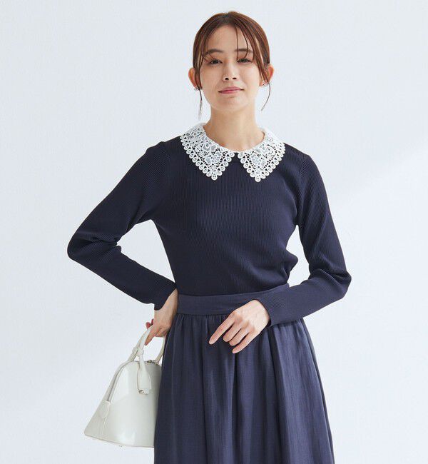 UNITED ARROWS green label relaxing「リブ エリレース 2WAY ニット プルオーバー ウォッシャブル」|ニット・セーター|